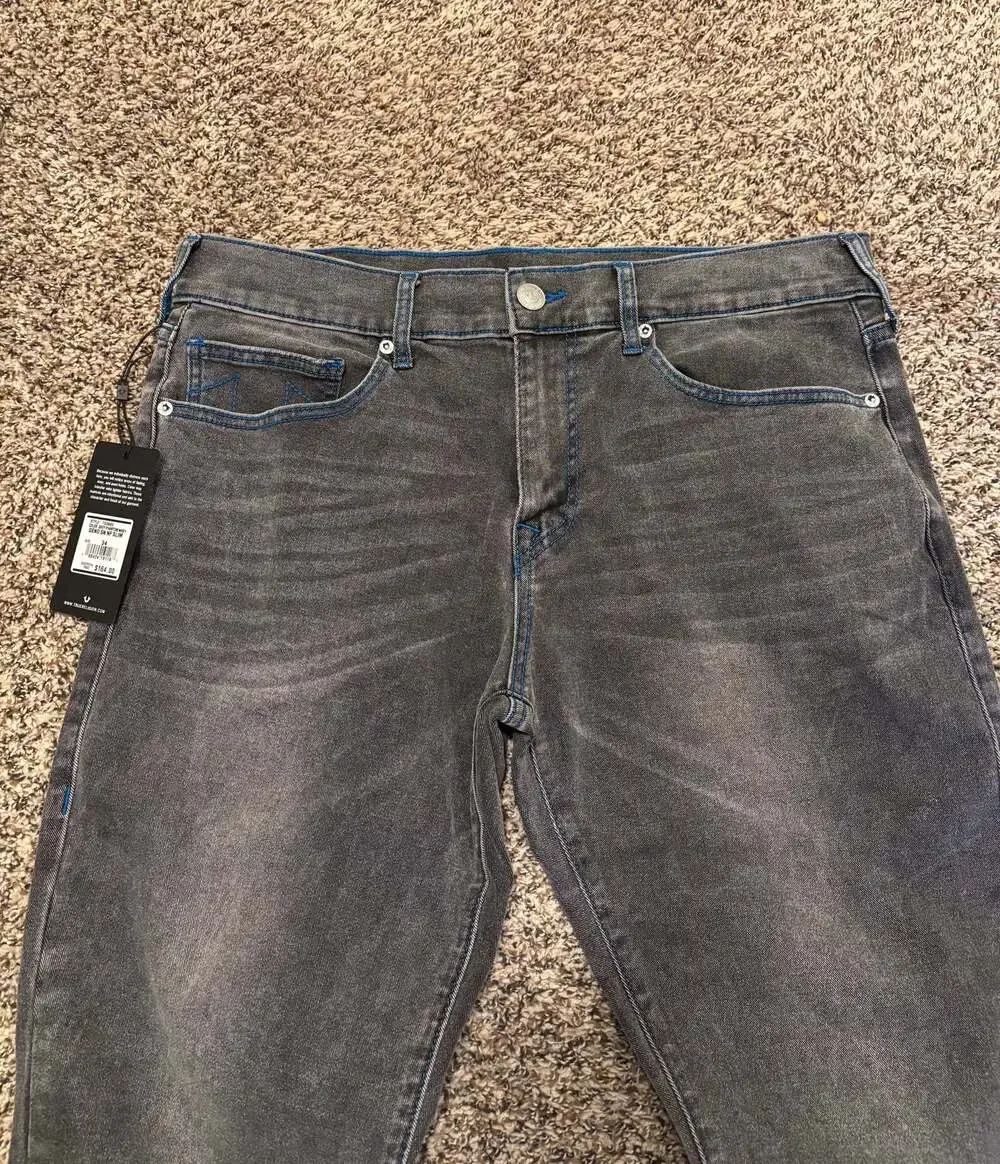 True Religion Geno Relaxed Slim Jeans Grey Phantom.Size 34x32